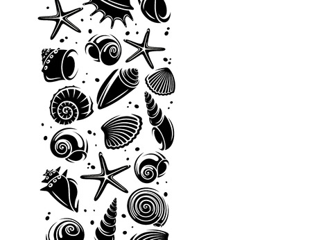 Seashells background. Vector illustration patternのイラスト素材