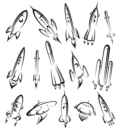 Rockets collection set. Vectorのイラスト素材