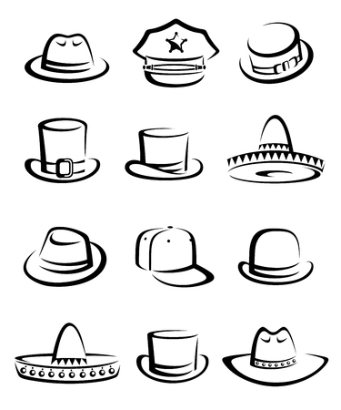 Hats collection set. Vectorのイラスト素材