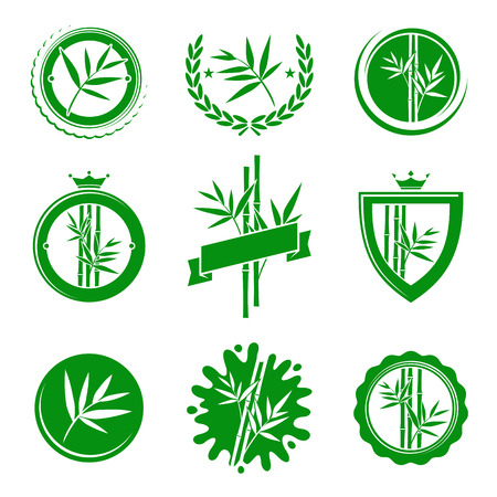 Bamboo labels and elements set. Vectorのイラスト素材