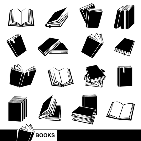 Collection book set, edit size and color, vectorのイラスト素材