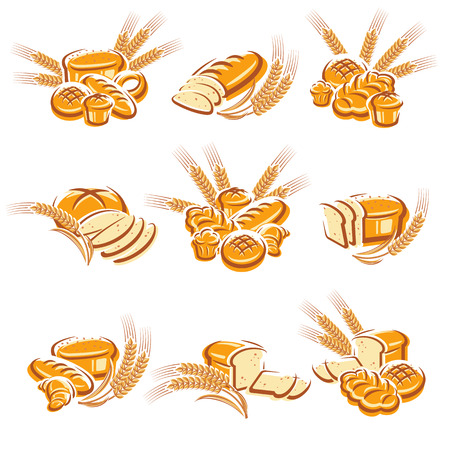 Bread set. Vector illustration symbol food iconのイラスト素材
