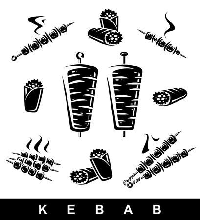 Kebab set. Collection icon kebabs. Vectorのイラスト素材