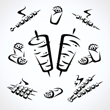 Kebab set. Collection icon kebabs. Vectorのイラスト素材