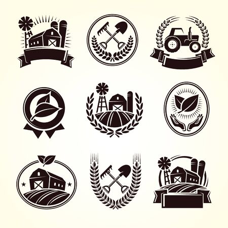 Farm labels and elements set. Collection icon farm. Vectorのイラスト素材