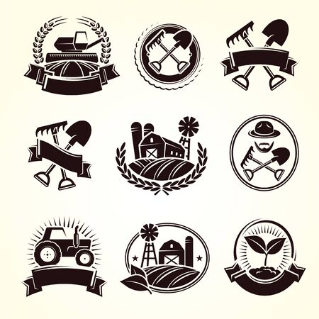 Farm labels and elements set. Collection icon farm. Vectorのイラスト素材