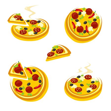 pizza set. Collection icon pizza. Vectorのイラスト素材
