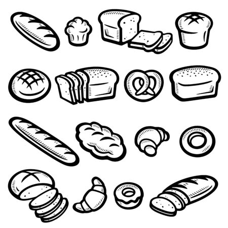 Bread set. Collection bread icons.のイラスト素材