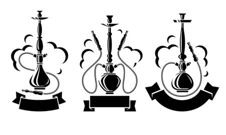 Hookah set. Collection icons hookah. Vector