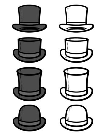 Black top hat set. Collection icon black top hat. Vectorのイラスト素材