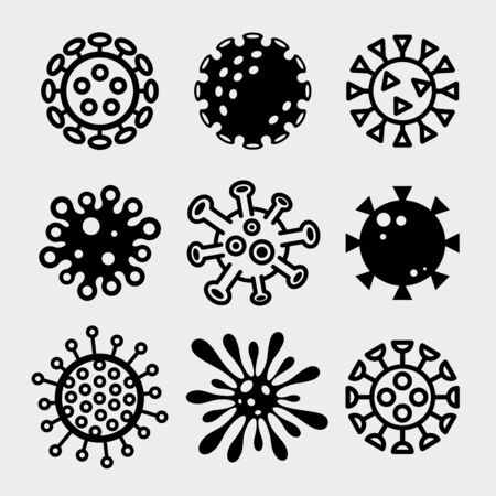 Virus set. Collection icon virus. Vectorのイラスト素材