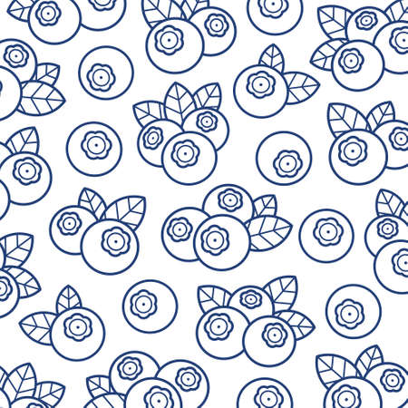 Blueberry pattern background set. Collection icon blueberry. Vector illustrationのイラスト素材