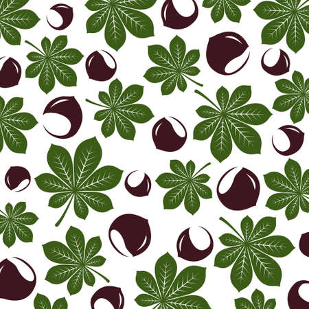 Chestnut pattern background set. Collection icon chestnut. Vector illustrationのイラスト素材
