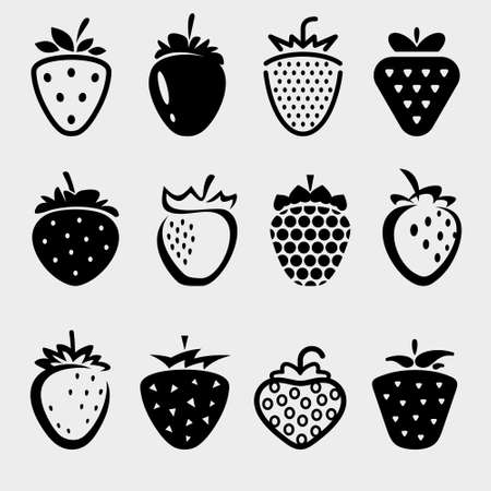 Strawberries set. Collection icons strawberry. Vector illustrationのイラスト素材
