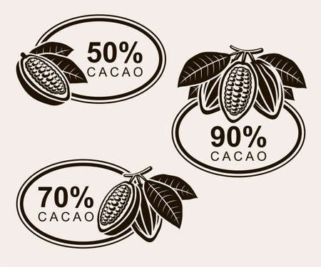 Cacao beans set. Collection cacao beans icons. vector illustrationのイラスト素材