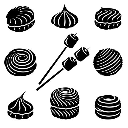 Marshmallow set. Elements and icons collection marshmallow. vector illustrationのイラスト素材