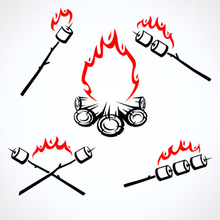 Marshmallow set. Elements and icons collection marshmallow. vector illustrationのイラスト素材