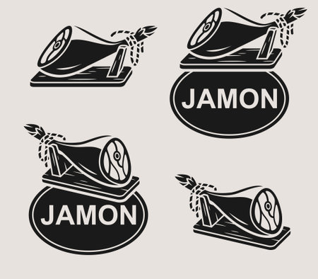 Jamon set. Collection icon jamon. vector illustrationのイラスト素材
