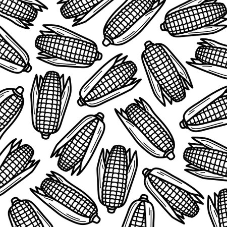 Corn pattern background set. Collection icons corn. vector illustrationのイラスト素材