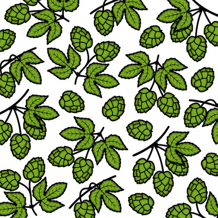 Hop pattern background set. Collection icon hop. vector illustrationのイラスト素材