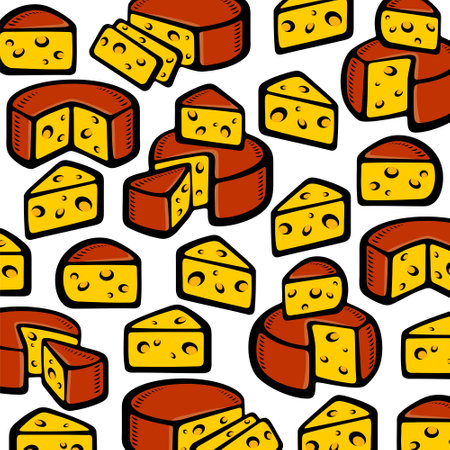 Cheese pattern background set. Collection icon cheese. vector illustrationのイラスト素材