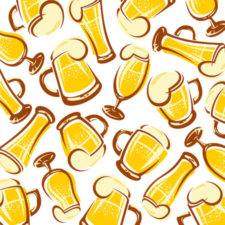 Beer pattern background set. Collection icon beer. vector illustrationのイラスト素材