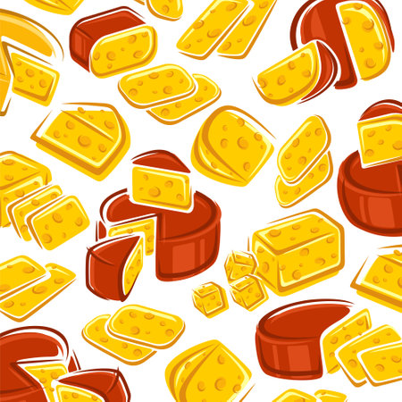 Cheese pattern background set. Collection icon cheese. vector illustrationのイラスト素材