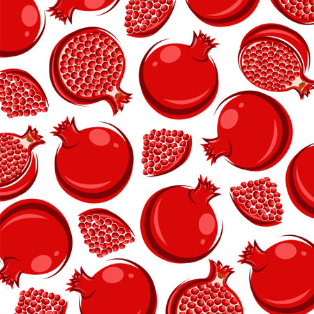 Pomegranate pattern background set. Collection icon pomegranate. vector illustrationのイラスト素材