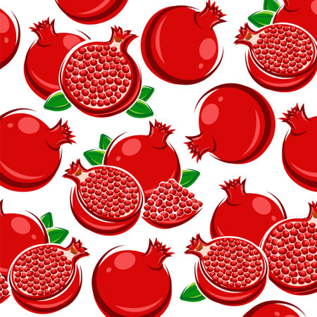Pomegranate pattern background set. Collection icon pomegranate. vector illustrationのイラスト素材