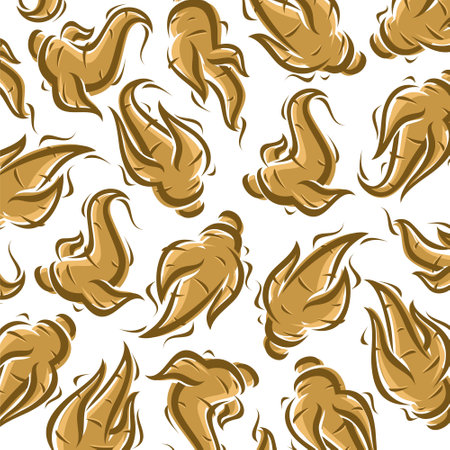 Red ginseng pattern background set. Collection icon red ginseng. vector illustrationのイラスト素材