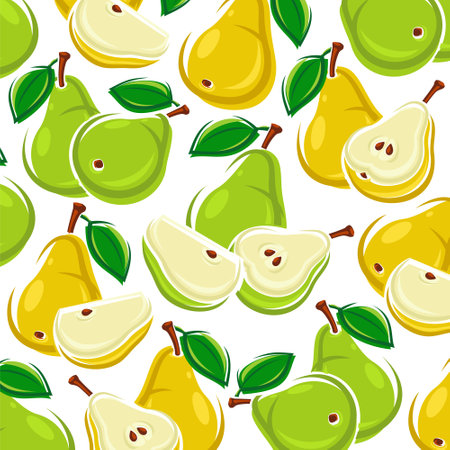 Pears pattern background set. Collection icons pear. vector illustrationのイラスト素材