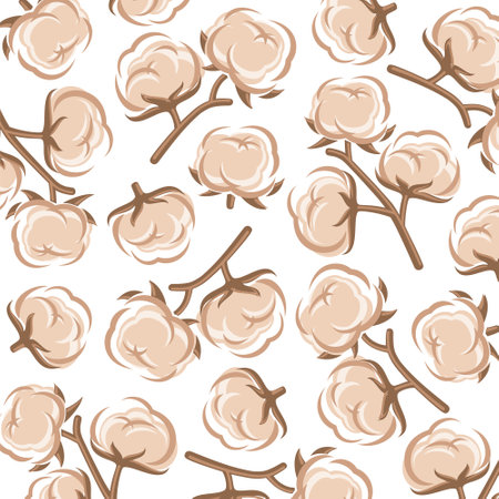 Cotton pattern background set. Collection of cotton icons. vector illustrationのイラスト素材