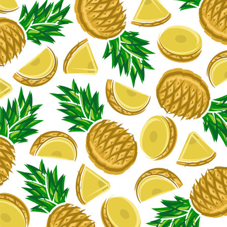 Pineapple pattern background set. Collection icon pineapple. vector illustrationのイラスト素材