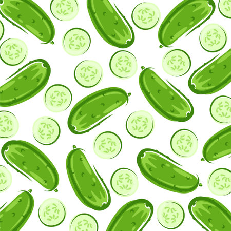 Cucumber pattern background set. Collection icon cucumber. vector illustrationのイラスト素材