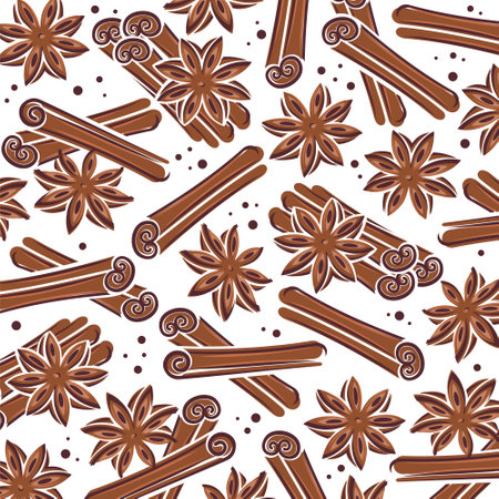 Cinnamon pattern background set. Collection icon cinnamons. vector illustrationのイラスト素材
