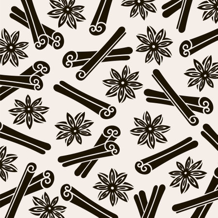 Cinnamon pattern background set. Collection icon cinnamons. vector illustrationのイラスト素材