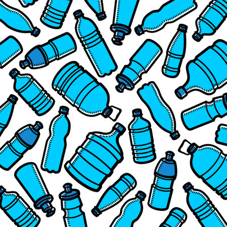 Bottles water background, pattern set. Collection icon bottles water. Vectorのイラスト素材
