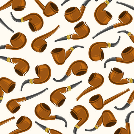 Tobacco pipes background, pattern set. Collection icon tobacco pipes. Vector illustration
