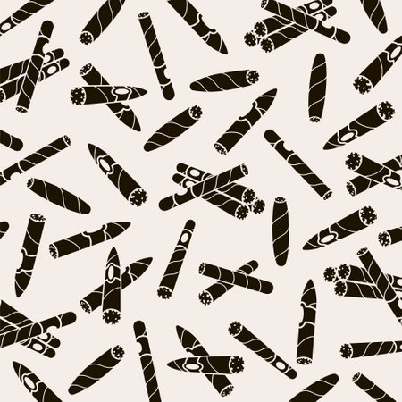 Cigars background, pattern set. Collection icon cigar. Vector illustration