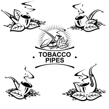Tobacco pipes set. Collection icon tobacco pipes. Vector illustrationのイラスト素材