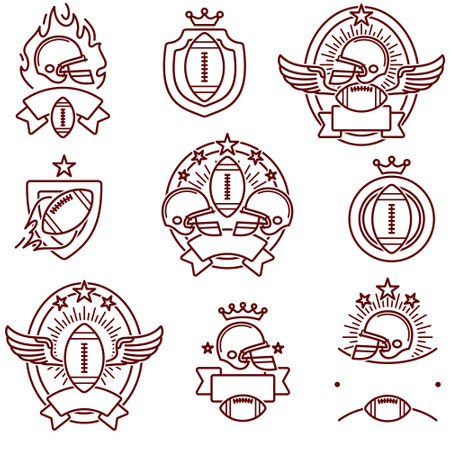 American football labels and icon set. Collection icons football. Vector illustrationのイラスト素材