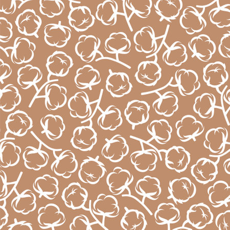 Cotton pattern background set. Collection cotton icons. Vector illustrationのイラスト素材