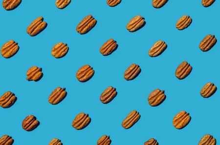 nuts on a blue background patternの写真素材