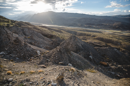 canyon after the massive earthquake with rockfallの写真素材