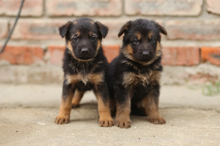 Little Sheepdog puppies. a Two puppies.の写真素材