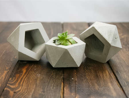 Hexagonal stone pot for flowers. Hexagonal stone pot for flowers.