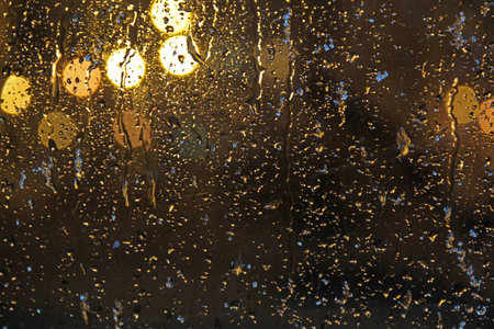 Bokeh Street Lights At Night While Rainingの写真素材