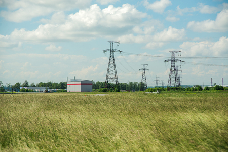 power line in rural placeの写真素材