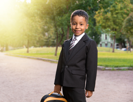 latin primary school student on the park valleyの写真素材