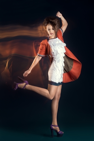 Beautiful girl in studioの写真素材